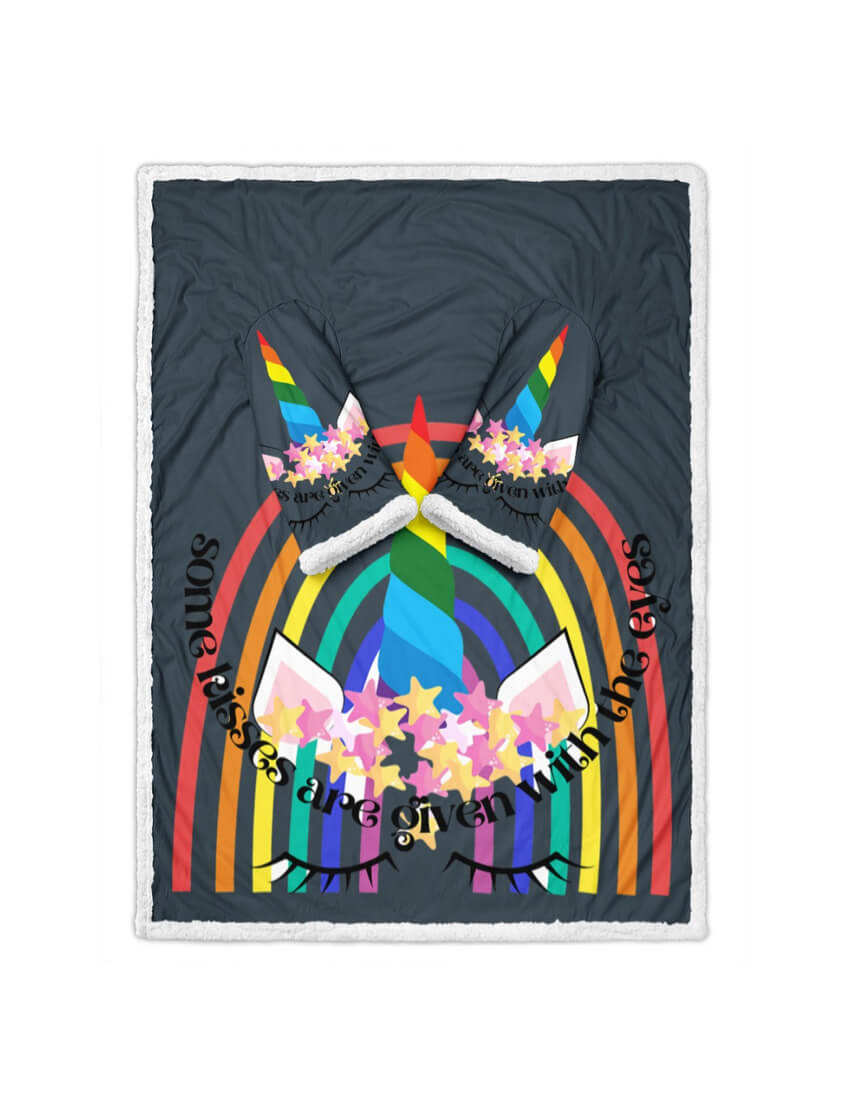 Rainbow Unicorn Valentines Day Sleeve Blankets